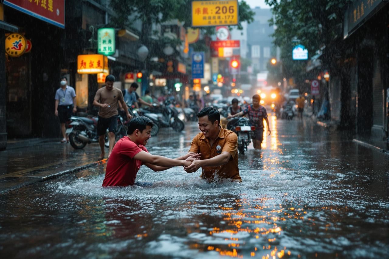 吾爱吃瓜资讯配图 - 某城市突降特大暴雨，全城多处被淹，市民自发组织救援，感人瞬间刷屏朋友圈